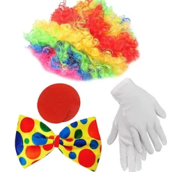1 Set Clown Kostym Tillbehör Clown Kostym Prop Clown Handskar Clown Näsa Clown Peruk Clown Slips> Tillbehör