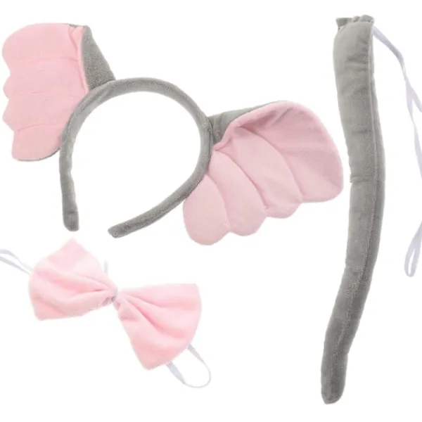 1 Set Elefant Cosplay Tillbehör Elefant Öron Huvudbonad Svans med Fluga Djur Kostym Tillbehör> Tillbehör