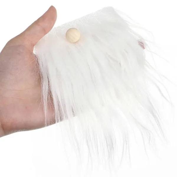 1 Set Falska Skägg och Träkulor Kit Förskurna Tomteskägg Tomte Tillbehör 18.00X9.00X1.00CM> Tillbehör