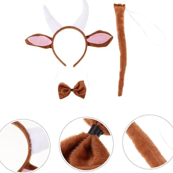 2 set med gethorn pannband djurpark kläder accessoarer djur pannband djurdräkt gethorn och öron hundöron pannband plysch gethuvudbonad djuröron> Huvudbonader