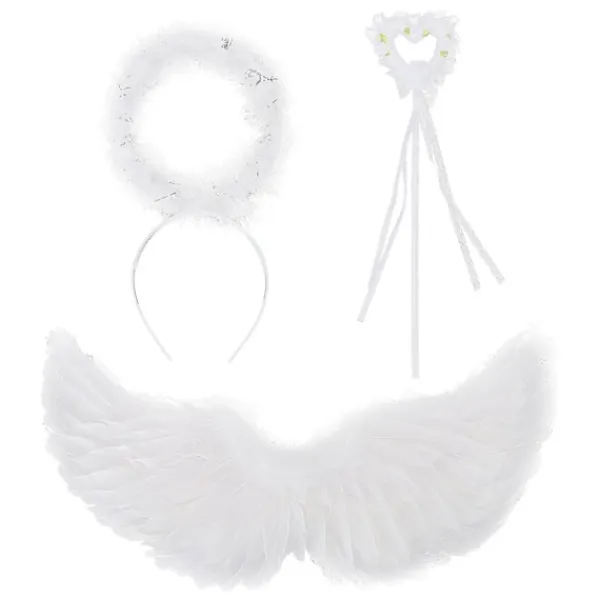 1 Set Änglavingar Kostym - Halloween Och Cosplay Fjädervingar Halo För Vuxna Och Barnfesttillbehör Dekorera Bröllopsdekoration> Tillbehör