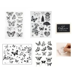 1 set smink ögonmakeup fjärilstämpel transparent stämpel smör> Smink