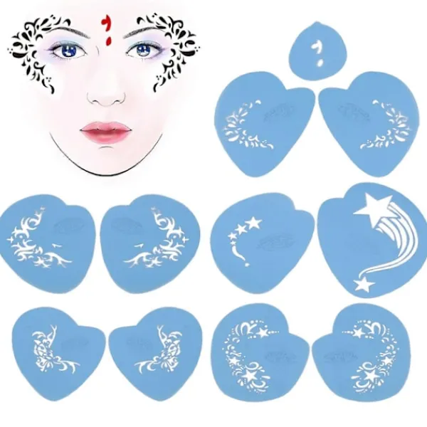 5 st Ansiktsmålningsschabloner Kit PET Återanvändbar Målningsmall Schabloner Mall för Halloweenfest CosplayYMMR)> Smink