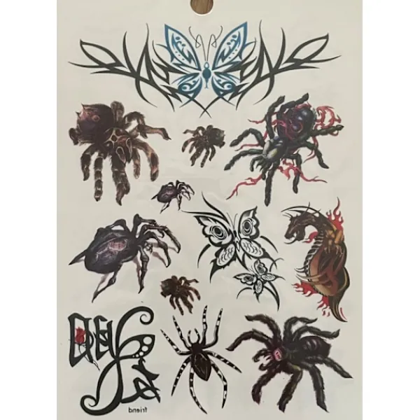 Novia 6 st Ark Temporära Tatueringar / Fake Tattoo Sticker - Spindel / Ödla / Fjäril> Smink