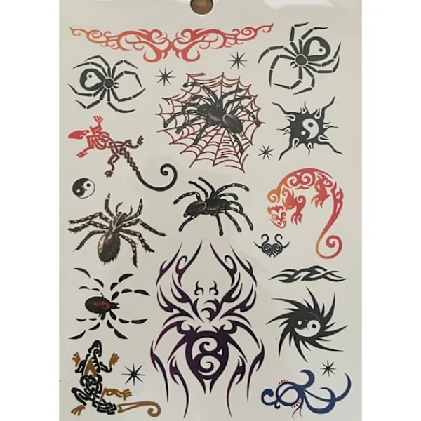 Novia 6 st Ark Temporära Tatueringar / Fake Tattoo Sticker - Spindel / Ödla / Fjäril> Smink