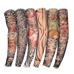 6 st Arm Tatuering Ärmar Män Falska Temporära Tatuering Nylon Armstrumpor För Halloween> Smink