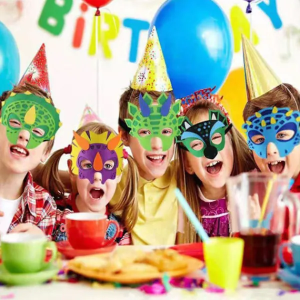 DAO 12 st Dinosaurie Mask Ansiktsmasker Filt Barn Mode Lekhus Leksaker Kreativa Fest Spel Rekvisita Nya Pojkar Flickor db> Masker