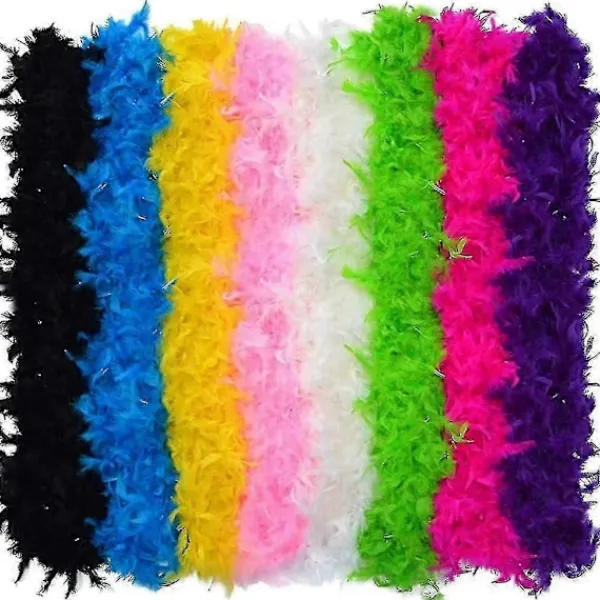 8 st. Färgade Fjäderboas, Dam & Flickor Klänning Boa, Mardi Gras Boa Kostymfest Tillbehör> Tillbehör