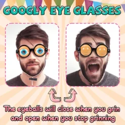2 st Funny Glasses för Vuxna Galna Ögon Glas Googly Eye Glasses Vuxen Storlek Dumma Solglasögon Med Blinkande Ögonboll På> Tillbehör