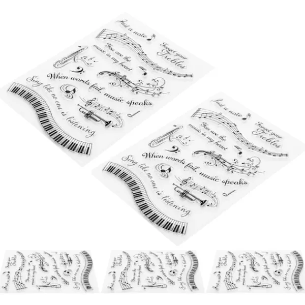 5 st Genomskinliga Stämplar Musikaliskt Symbolmönster DIY Transparenta Silikon Gummistämplar T1731> Smink