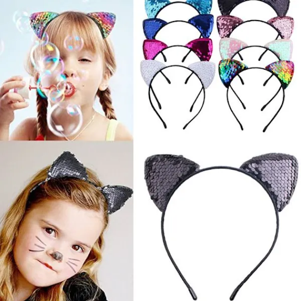 8 st Glitter Katthuvudband Halloween Maskerad Catwoman Hårband> Huvudbonader