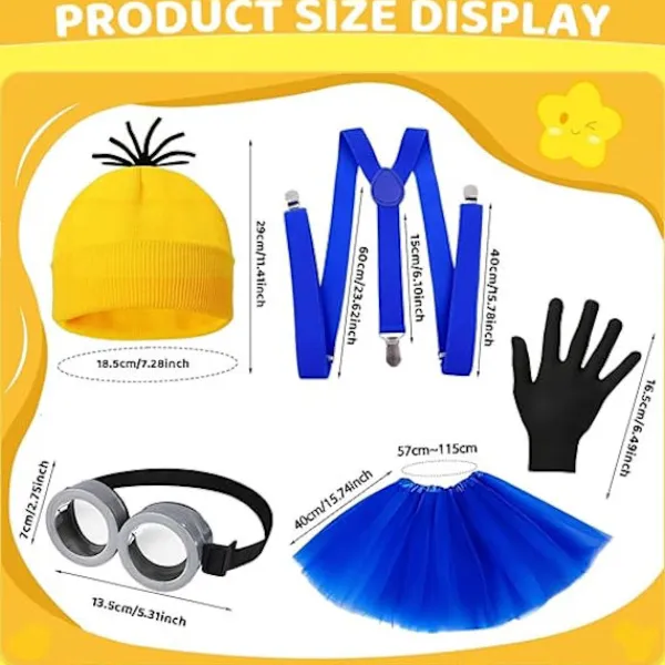5 st Gula Kostymtillbehör för Vuxna, Maskeradset med Glasögon Svarta Handskar för Halloween Cosplay Party Tillbehör-FA-> Dräkter