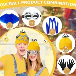 5 st Gula Kostymtillbehör för Vuxna, Maskeradset med Glasögon Svarta Handskar för Halloween Cosplay Party Tillbehör-FA-><noscript><img width=