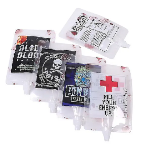 5 st Halloween Blod Dryck Påse 250ml Påsar Juice Påse Vampyr Plasma Dekor Rekvisita> Smink