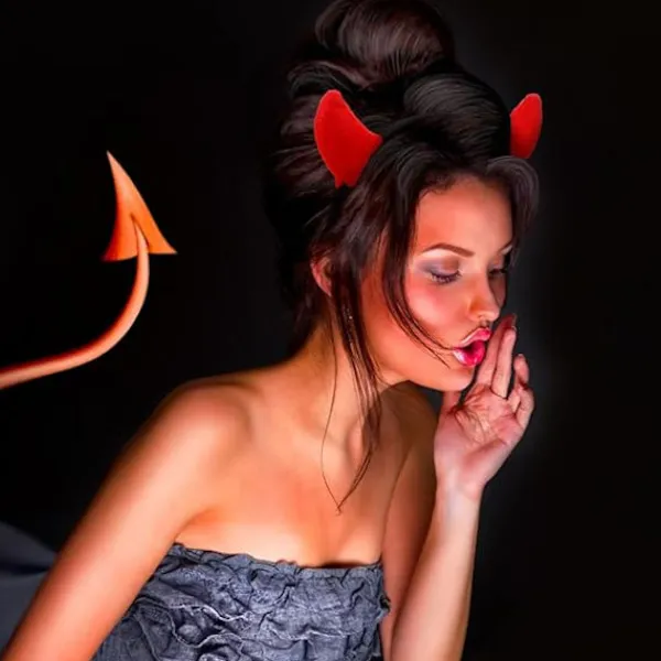 2 st Halloween Djävulshorn Huvudband Ängel Halo Röd Demon Öra Whit> Huvudbonader