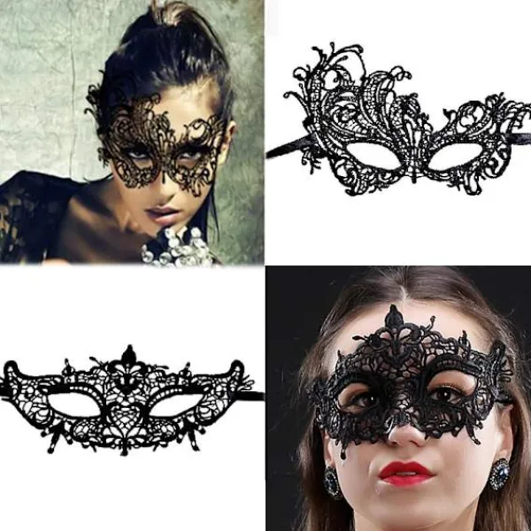 15 st Halloween Flexibla Spetsmasker Kvinnor Sexiga Ögonmasker för> Masker