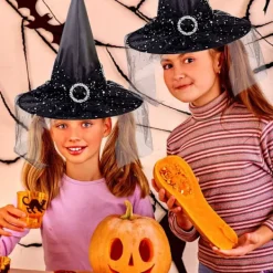 2 st Halloween häxhatt kostym cosplay hatt med snygga mesh kors rekvisita><noscript><img width=