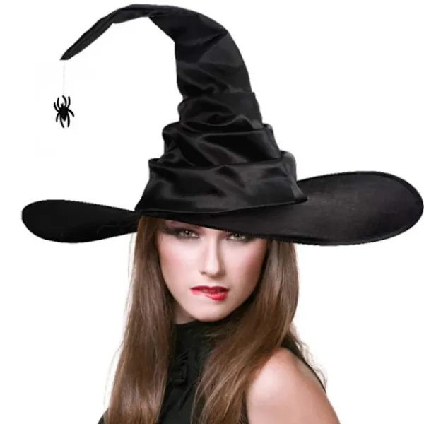 3 st Halloween Häxhattar Svarta Spindel Fladdermus Häxhatt Stora Rynkade Hattar Kvinnor Kostymtillbehör för Halloween Cosplay Party> Huvudbonader