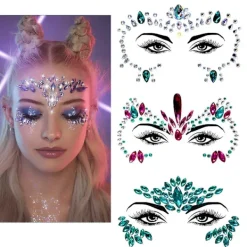 3 st Halloween Självlysande Ansiktsstenar Tattoo Klistermärke, cosplay (F)> Smink