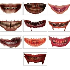 10 st Halloween Tatuering Klistermärken Mun Tatueringar Halloween[GKS]> Smink