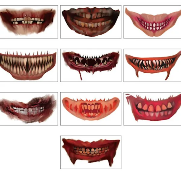 10 st Halloween Tatueringsdekaler Mun Tatueringar Halloween> Smink