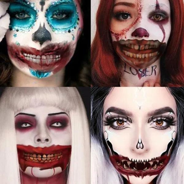 10 st Halloween Tatueringsdekaler Mun Tatueringar Halloween> Smink