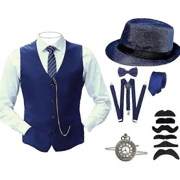 8 st Herr 1920-tals Gatsby Gangster Kostym med Tillbehör Halloween Cosplay Karneval Party Kostymer L> Dräkter