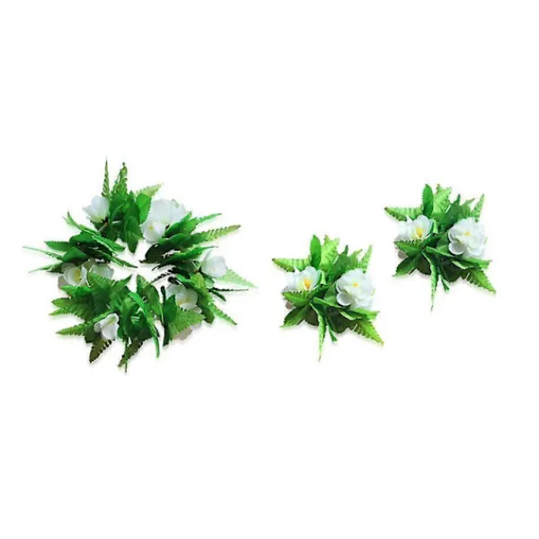 LEIGELE 5 st Hula Kjol Hawaiiansk Kostymset med Gröna Blad Halsband Armband Hårband Luau Party Favörer för Strand Luau Party Tillbehör (Vuxna) (LGL)> Tillbehör