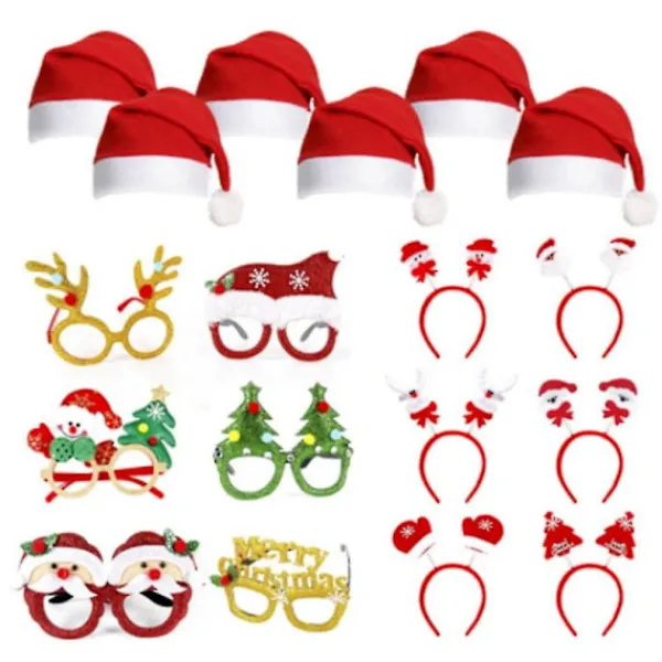 18 st julglasögon med glitter, festglasögon, juldekoration, kostymhattar till jul> Tillbehör