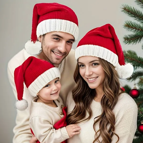 FMYSJ 3 st Julhattar, Varm Höst- och Vintermössa för Kvinnor & Män, Stretchig Unisexdesign, Perfekt Julklapp, Jultillbehör, Festliga (FMY) 6PCS(big)> Huvudbonader