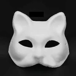 3 st Katmasker Vitt Papper Tomma Handmålade Ansiktsmasker Gör-det-själv Omålade Djur Halva Ansiktsmasker För Födelsedagsfest Favör Tillbehör A> Masker