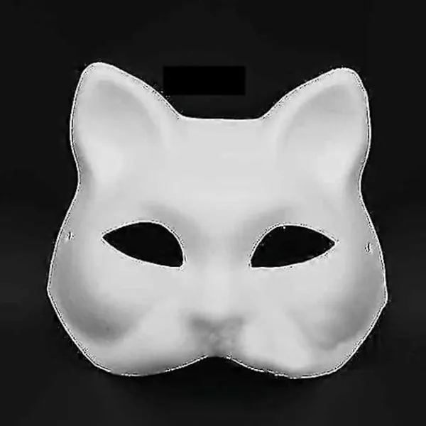 3 st Katmasker Vitt Papper Tomma Handmålade Ansiktsmasker Gör-det-själv Omålade Djur Halva Ansiktsmasker För Födelsedagsfest Favör Tillbehör A> Masker