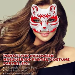 10 st Kattmasker att Måla, Djur Kostym Masker DIY Vita Masker Halva för Maskerad Halloween Barn Cosplay Masker Kostymfest Favoriter><noscript><img width=