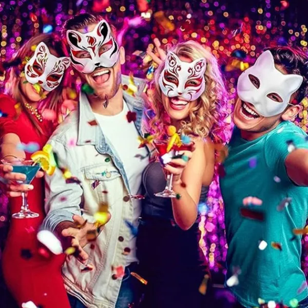 10 st Kattmasker att Måla, Djurklädmasker Gör-det-själv Vita Masker Hälften för Maskerad Halloween Barn Cosplay Masker Kostym Party Favors> Masker