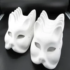 Unbranded 20 st Kattmasker Therianmasker gjorda av vitt papper för DIY-målning Cat mask><noscript><img width=