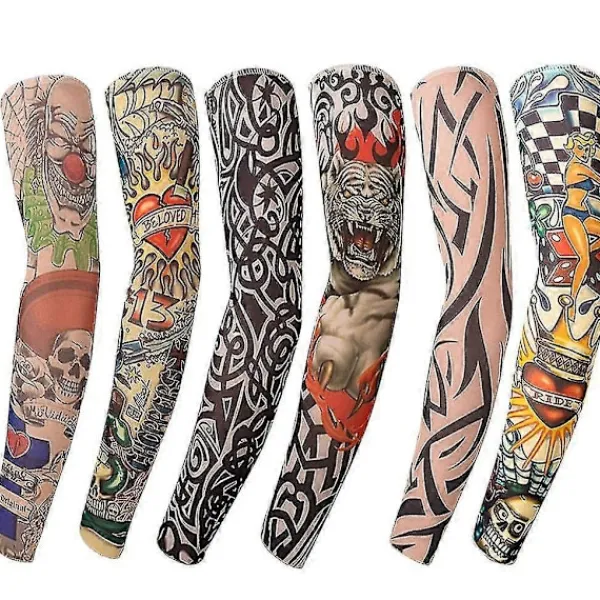6 st Konst Arm Fake Tatuering Ärmar Skydd För Unisex Fest Cool Man Kvinna Mode Tatueringar & Kroppskonst Temporär Vattentät cy> Smink