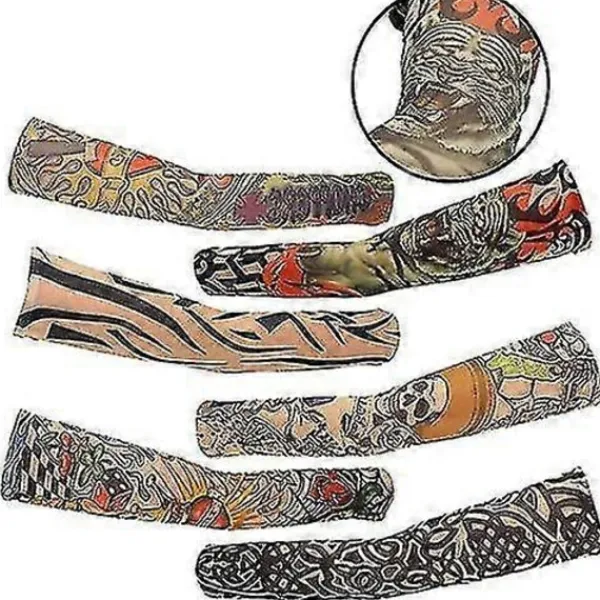 6 st Konst Arm Fake Tatuering Ärmar Skydd För Unisex Fest Cool Man Kvinna Mode Tatueringar & Kroppskonst Temporär Vattentät cy> Smink