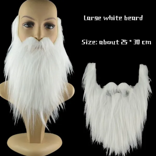 2 ST Löst Skägg Långt Fluffigt Skägg VIT> Tillbehör