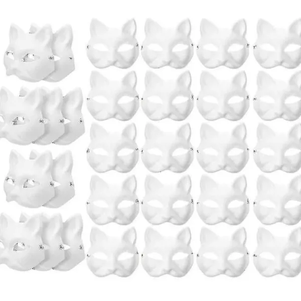 30 st Maskerad Blank Mask Kattmasker Kostym Cosplay Mask DIY Omålad Kattmask> Masker