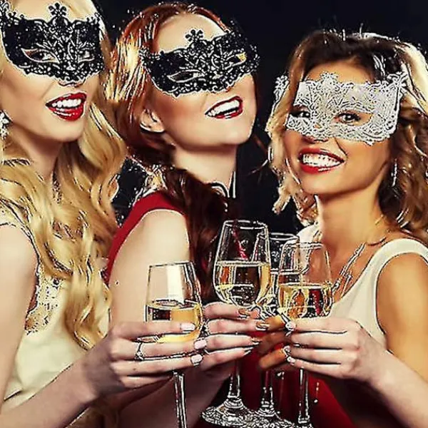 NeunWolken 2 st Maskerad Mask, Svart Filigran och Silver Filigran Fancy Jul Maskerad Masker för Maskerad Bal> Masker