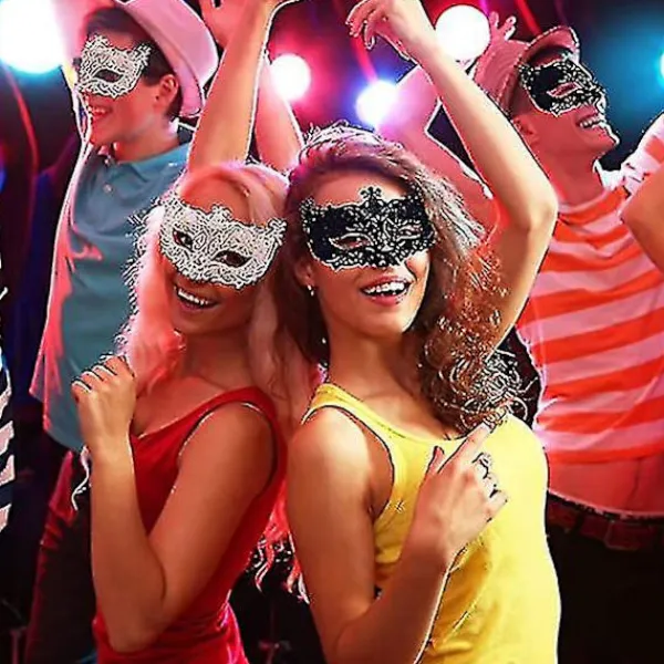 NeunWolken 2 st Maskerad Mask, Svart Filigran och Silver Filigran Fancy Jul Maskerad Masker för Maskerad Bal> Masker
