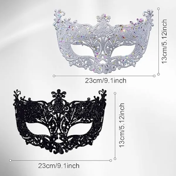 2 st Maskeradmasker, Svart Filigran och Silver Filigran Festlig Julmask Masker för Maskeradbal> Masker