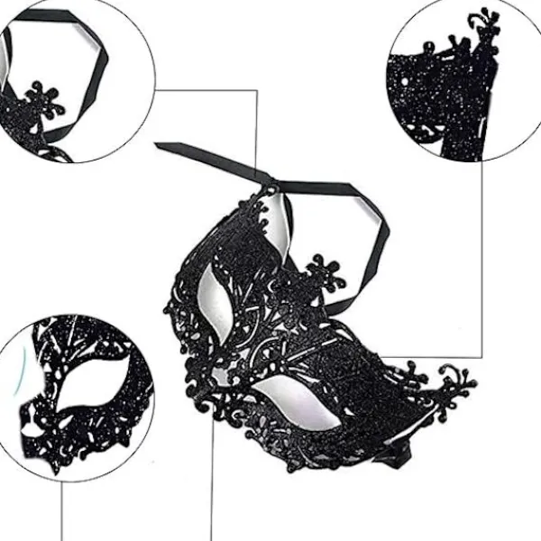 2 st Maskeradmasker, Svart Filigran och Silver Filigran Festlig Julmask Masker för Maskeradbal> Masker