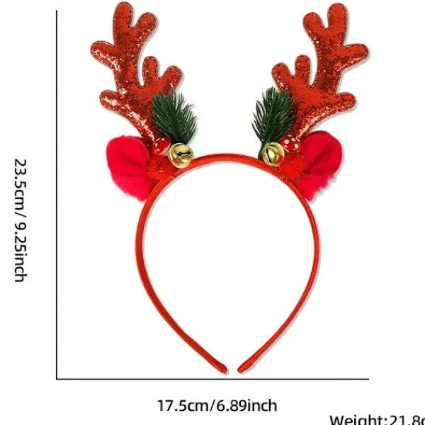 FMYSJ 10 st MICRENCY Jul Ren LED Pannband - Festliga Julfesttillbehör med Röda & Vita Horn, Gröna Löv & Lampor för Jul (FMY) | Fyndiq> Tillbehör