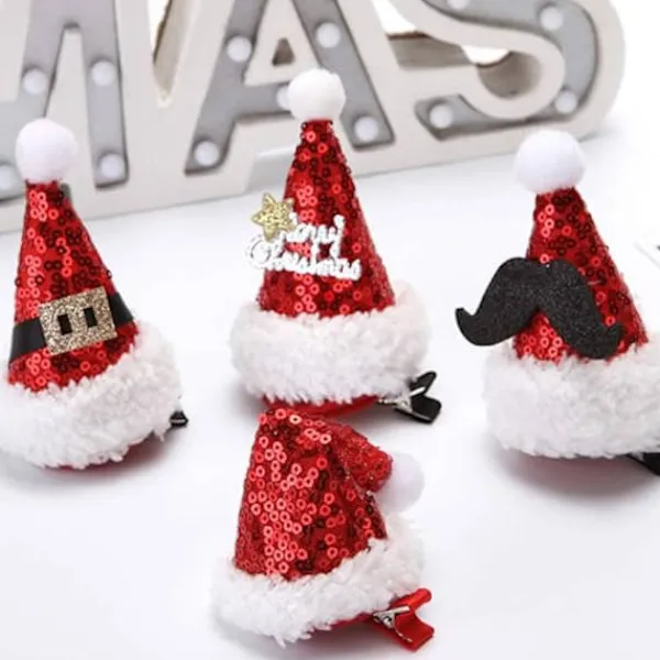 8 st Mini Julhatt Hårklämma Julhatt Hårband Glitter Tomtehatt Hårklämmor Hårprydnad Hårband Tomtehatt för Barn Vuxna Jultomte> Tillbehör