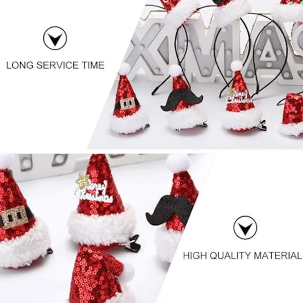 8 st Mini Julhatt Hårklämma Julhatt Hårband Glitter Tomtehatt Hårklämmor Hårprydnad Hårband Tomtehatt för Barn Vuxna Jultomte> Tillbehör