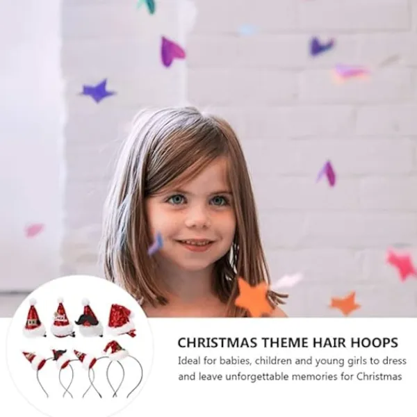8 st Mini Julhatt Hårklämma Julhatt Hårband Glitter Tomtehatt Hårklämmor Hårprydnad Hårband Tomtehatt för Barn Vuxna Jultomte> Tillbehör