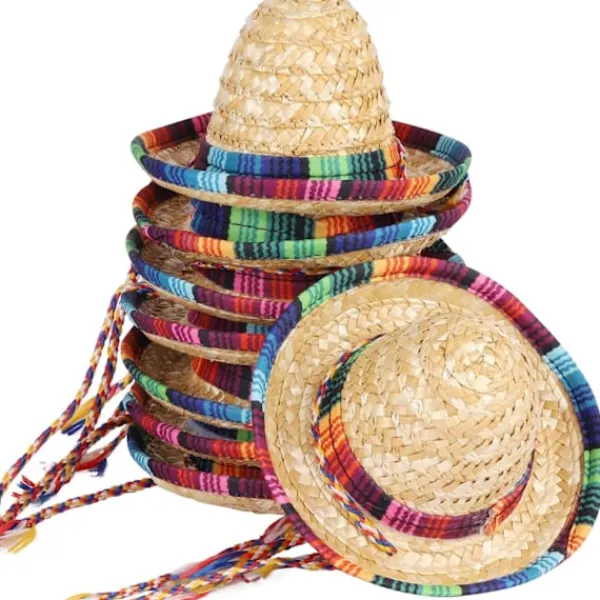 8 st Mini Sombrero Partyhattar Fiesta Party Dekorationer Festtillbehör Sombrero Kostymhattar för Bord, Dockor, Hundar - 5,9 Tum> Huvudbonader