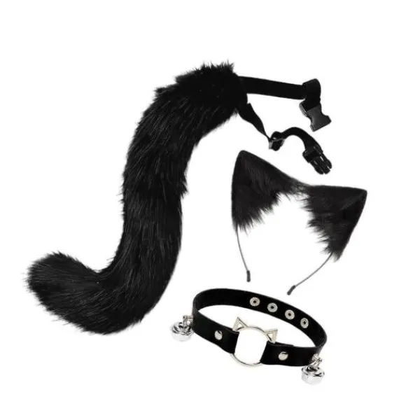 1/2/3/5 3st Pälskatt Öron Svans Läderchoker Halloween Lolita Svart Kitty 1 st> Tillbehör