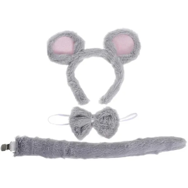FMYSJ 3 st Plysch Mus Kostym Pannband med Öron, Fluga & Svans – Söt Tecknad Djuraccessoar för Halloweenfest Cosplay Utklädning för Vuxna (FMY) 23.00X18.00X1.50CM | Fyndiq> Tillbehör
